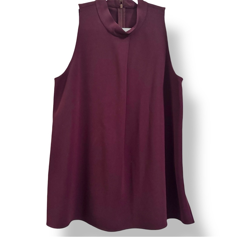 THEORY Talniza Admiral Crepe Plum Purple Sleeveless Blouse Minimalist Top - Picture 6 of 12
